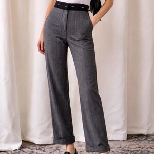 Gunex Made in Italy 100% Virgin Wool Charcoal Gray Rolled Cuff Trousers Size 8